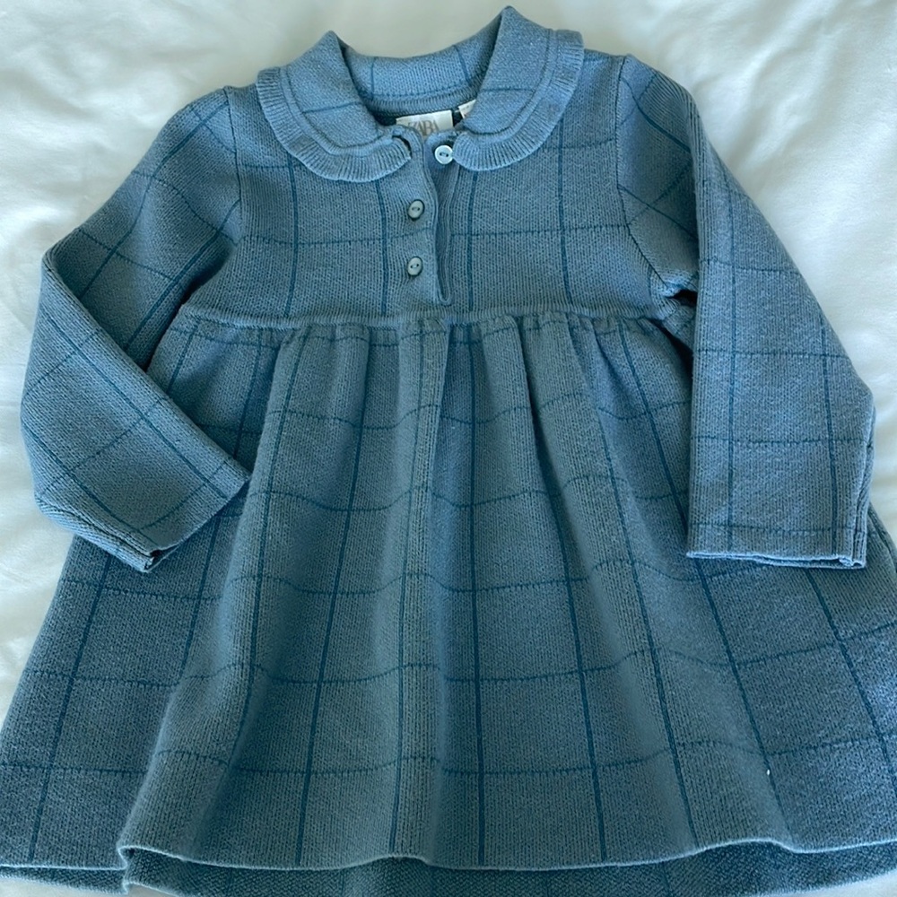 Zara Girls Blue Sweater dress 12-18 months